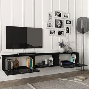 Tv-meubel Paltamo zwevend 180x31x29,5 cm marmer zwart