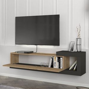 Tv meubel Luhanka zwevend 150x29,5x38,5 cm eikenkleurig en antraciet
