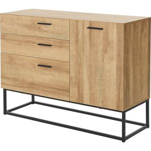 [en.casa] Commode Orkland 75x100x35 cm zwart en eiken