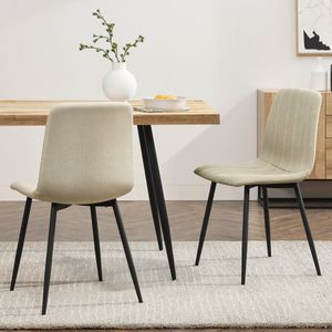 Eetkamerstoel Elsern 89x43x51 cm set van 2 beige en zwart