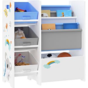 Kinderregal Vimianzo Koala-Motiv Weiß / Grau / Blau [en.casa]