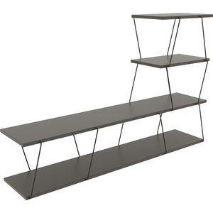 [en.casa] TV meubel Båtsfjord TV tafel met 4 planken 150x30x93 cm lowboard metalen frame antraciet