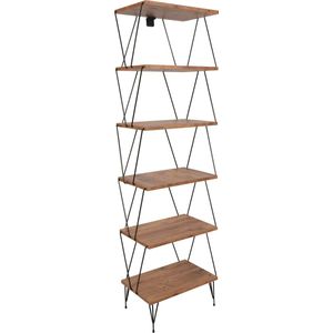 [en.casa] Staand rek Boden boekenkast met 5 planken open kast met metalen frame pinpoten kolomkast 164x46x30 cm zwart en houtkleurig