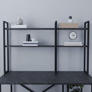 [en.casa] Bureau organizer Askøy 120x20x74 cm marmer zwart en zwart
