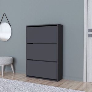 Schoenenkast Aurskog met 3 vouwdeuren 110x73,5x24 cm antraciet