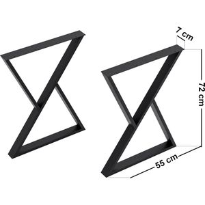 Stalen onderstel Karvia set van 2 tafelpoot 72x55x7 cm zwart
