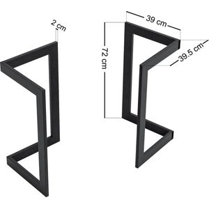 Stalen onderstel Kaskinen set van 2 tafelpoot 72x39,5x39 cm zwart