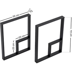 [en.casa] Stalen onderstel Kauhava set van 2 tafelpoot 72x55x7 cm zwart