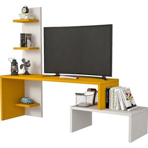 [en.casa] TV meubel Hörby 124x32x100 cm geel en wit