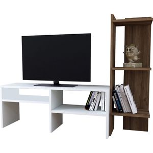 TV meubel Jevnaker 137x30x100 cm wit en eiken donker