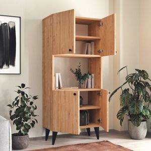 [en.casa] Houten kast Nes 135x60x32 cm zwart en saffier eiken