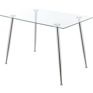 Glazen tafel Hyrynsalmi 75x110x70 cm chroom en transparant