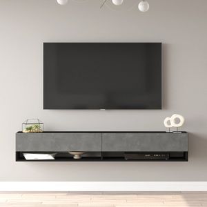 Tv-meubel Laitila 2 opbergvakken 180x31,5x29,5cm zwart en betonkleurig