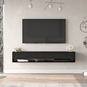 [en.casa] Tv-meubel Laitila 2 opbergvakken 180x31,5x29,5cm zwart