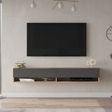Tv-meubel Laitila 2 opbergvakken 180x31,5x29,5cm eiken en antraciet