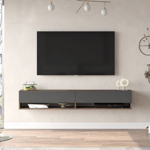 Tv-meubel Laitila 2 opbergvakken 180x31,5x29,5cm eiken donker en antraciet