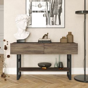 Console tafel sidetable Lappeenranta 139x43x76cm eiken donker en zwart