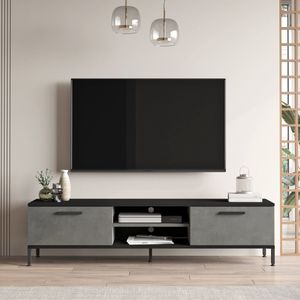 [en.casa] TV-meubel Lempäälä 39x160x35 cm betonkleurig en zwart