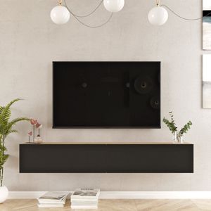 Tv-meubel Lapinlahti 180x31,5x29,5cm eiken en zwart