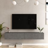 [en.casa] Tv-meubel Lapinlahti 180x31,5x29,5cm zwart en betonkleurig