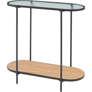 Console tafel Høyanger 80x80x30 cm zwart en eikenkleurig