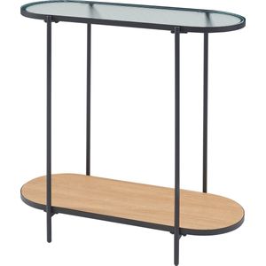 [en.casa] Console tafel Høyanger 80x80x30 cm zwart en eikenkleurig