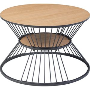 Salontafel Fossbergom rond 42xØ70 cm zwart en eikenkleurig