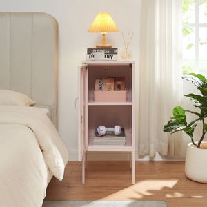 Nachtschrank Hausjärvi 82x35x35 cm Stahl Rosa [en.casa]