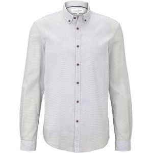TOM TAILOR - Overhemd - Antraciet/Wit - Regular Fit - Lange Mouw