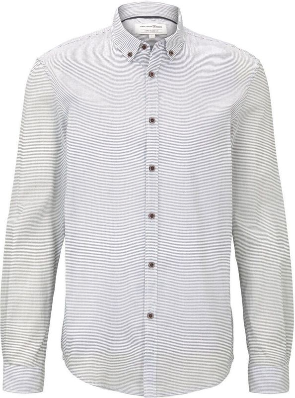 TOM TAILOR - Overhemd - Antraciet/Wit - Regular Fit - Lange Mouw