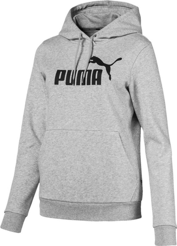 PUMA ESS Logo Hoody FL Trui Dames - Light Gray Heather