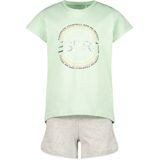 Esprit - Kledingset - Groen - T-shirt met Ronde Hals en Korte Broek met Elastische Tailleband