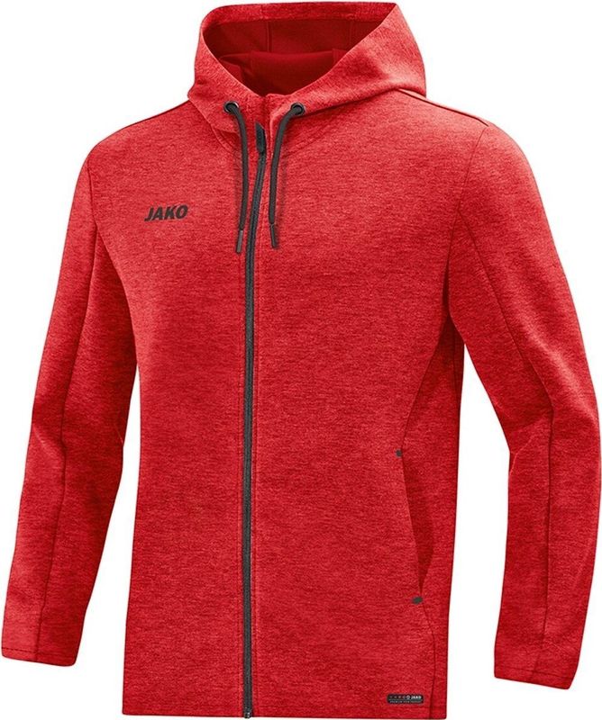 Jako Jas met Capuchon Premium Basics Dames Rood Gemeleerd