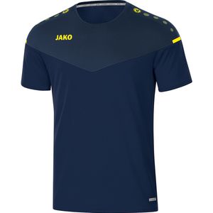 JAKO Heren Champ 2.0 T-shirt, marine/donkerblauw/neongeel, S