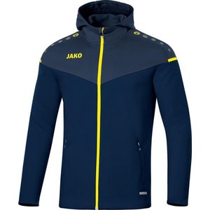 Jako Heren Champ 2.0 jas met capuchon, marine/donkerblauw/neongeel, M