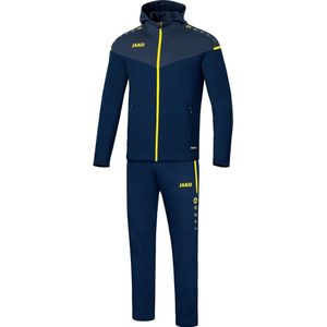Jako Heren presentatiepak Champ 2.0 met capuchon, marine/donkerblauw/neongeel, L, M9620