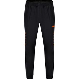 JAKO - Polyester Broek Challenge, Uniseks-Volwassene, Zwart/Neonoranje, 4XL