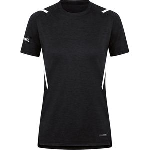 JAKO - T-Shirt Uitdaging, Dames, Zwart Gemêleerd/Wit, 44