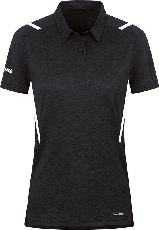 Jako Challenge Polo Dames - Zwart Gemeleerd Wit