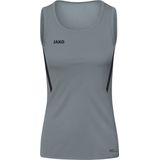 JAKO - Challenge - Tanktop - Steengrijs/Zwart - Polyester Interlock, Ronde Hals, Verlengde Rug