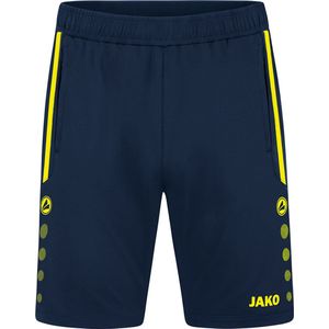 Jako - Allround - Trainingsshort - Marineblauw/Fluogeel - Kinderen
