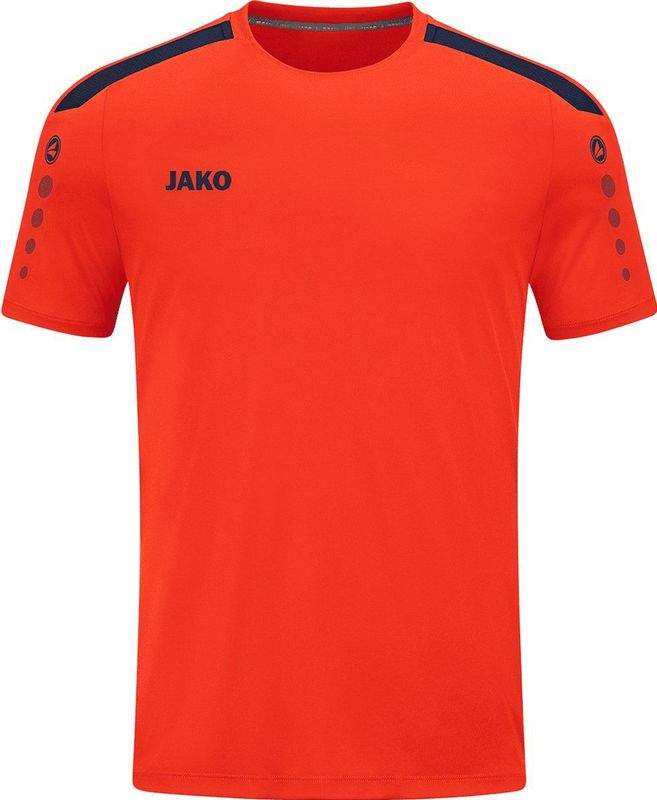 JAKO - Jersey Power (Korte Mouw), Uniseks-Volwassene, Vlam/Marine, S
