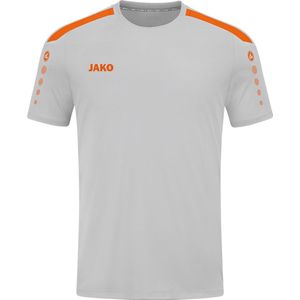 JAKO - Jersey Power (Korte Mouw), Uniseks-Volwassene, Zacht Grijs/Neon Oranje, XXL