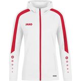 JAKO Power Jas - Wit-Rood - Polyester - Met Capuchon