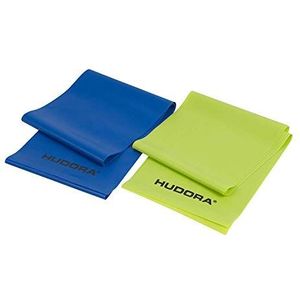 HUDORA 64147 Fitnessbandenset, 2 stuks, blauw en groen, elastische gymnastiekband, 64147