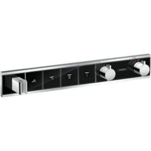 hansgrohe RainSelect Thermostat Unterputz für 4 Verbraucher mit integriertem Brausehalter Schwarz/Chrom, 15357600