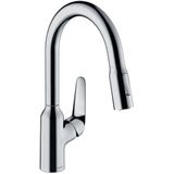 hansgrohe Focus M42 ééngreeps keukenmengkraan 180 met uittrekbare vuistdouche, 2 straalsoorten chroom