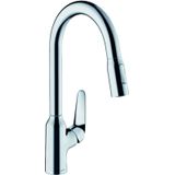 Hansgrohe M42 M4216-H220 1-gats keukenkraan m. uittrekbare handdouche m. 360° draaibare uitloop chroom 71820000