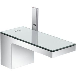 Hansgrohe AXOR MyEdition wastafelkraan 70 m. zwart glas met push open garnituur voorsprong 15.1cm chroom 47010600