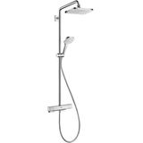 hansgrohe Croma E - waterbesparend Douchesysteem (EcoSmart) met thermostaat, regendouche (⌀ 280 mm) met douchekraan, handdouche (3 jets), doucheslang, glijstang en ronde douchekop (1 jet), chroom